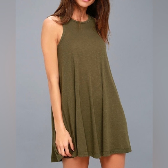Free People Dresses & Skirts - FREE People Beach LA Nite Olive Green Sleeveless Mini Dress